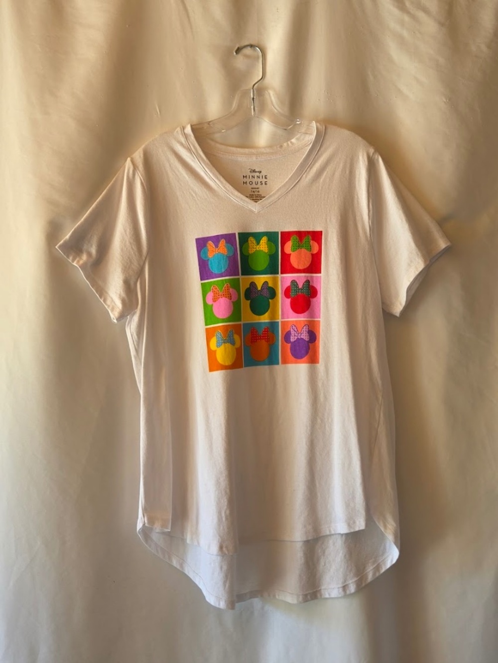 Disney Warhol Minnie Mouse T-Shirt White Short Sleeve Juniors Plus Size 14/16
